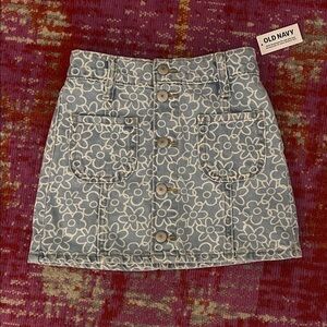 Old Navy Blue Floral Button Skirt